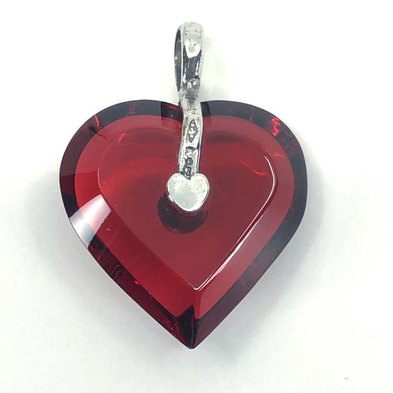 【美品】Baccarat バカラ／ミニハート ペンダントトップ／SV925・クリスタルグラス／レッド・シルバー／BC580