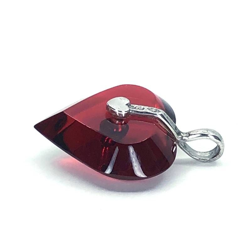 【美品】Baccarat バカラ／ミニハート ペンダントトップ／SV925・クリスタルグラス／レッド・シルバー／BC580