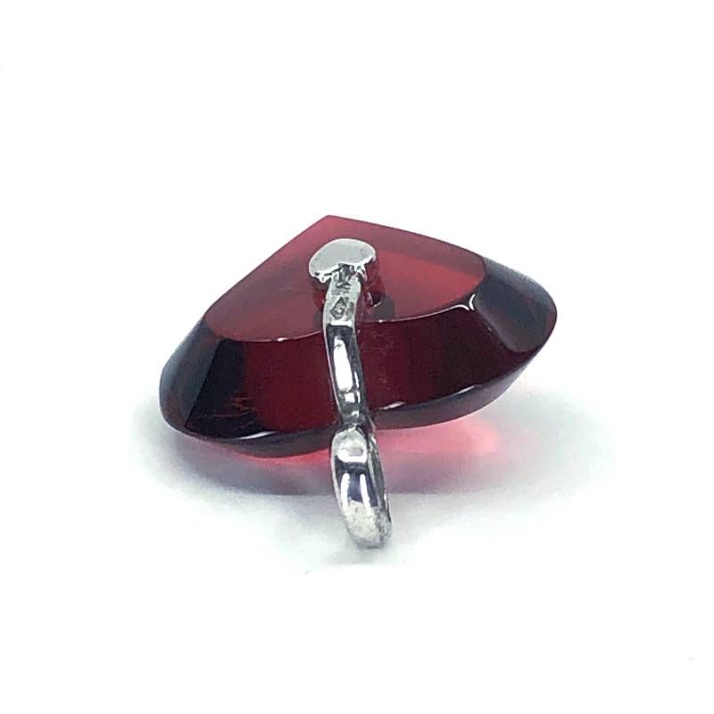 【美品】Baccarat バカラ／ミニハート ペンダントトップ／SV925・クリスタルグラス／レッド・シルバー／BC580
