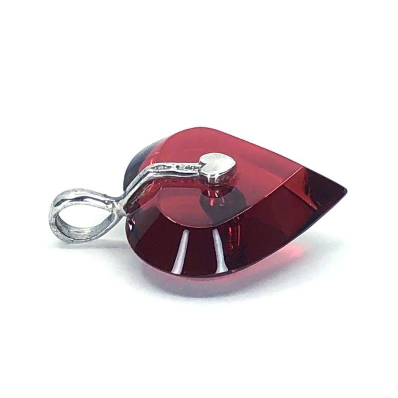 【美品】Baccarat バカラ／ミニハート ペンダントトップ／SV925・クリスタルグラス／レッド・シルバー／BC580