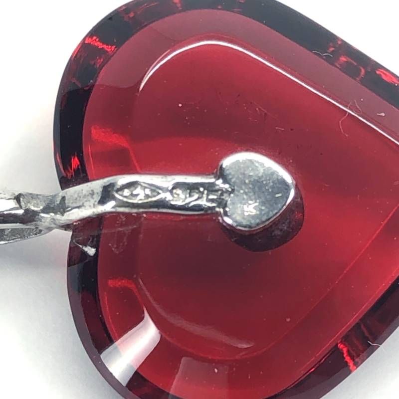 【美品】Baccarat バカラ／ミニハート ペンダントトップ／SV925・クリスタルグラス／レッド・シルバー／BC580