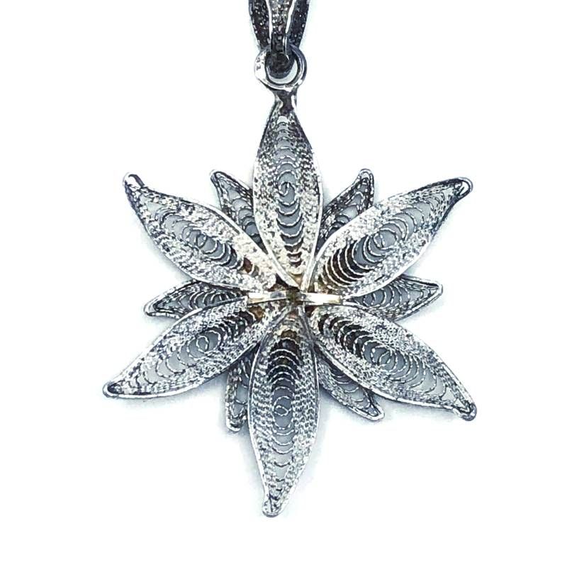 【美品】ヴィンテージ エーデルワイスの花 ネックレス／銀線細工／SV925／シルバー・ゴールド