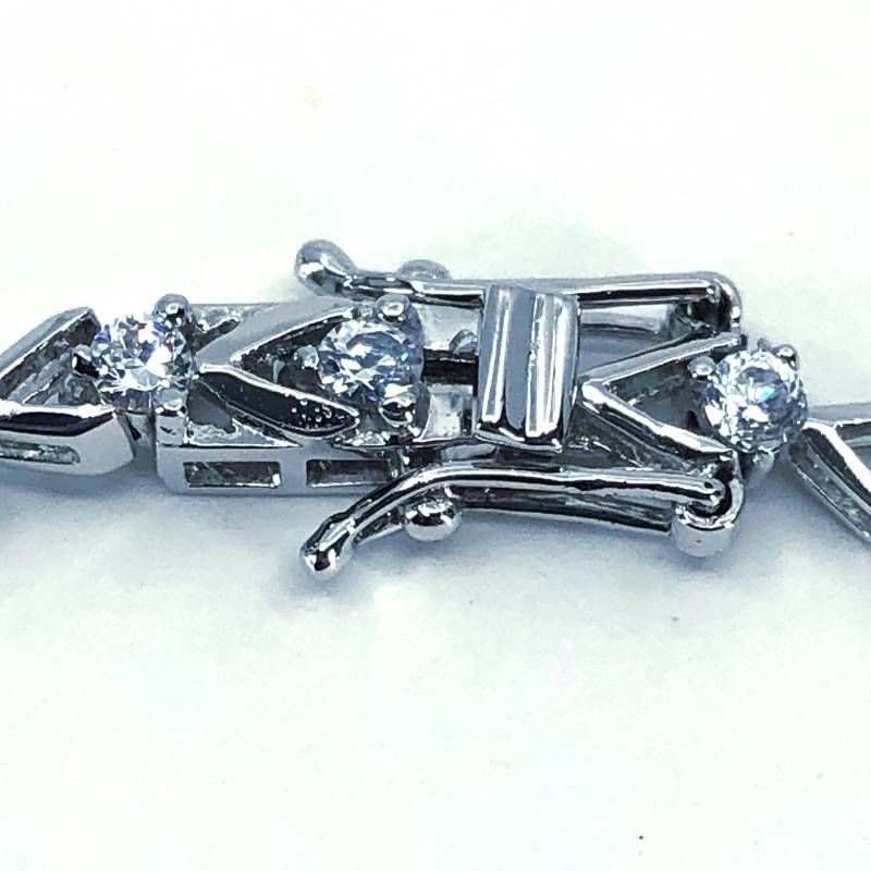 【美品】レディース テニスブレスレット／SV925・※石材質不明／シルバー