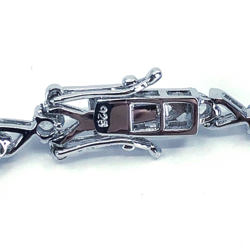 【美品】レディース テニスブレスレット／SV925・※石材質不明／シルバー