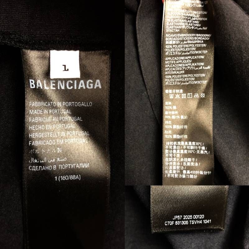 BALENCIAGA バレンシアガ／2025 SS Uniform Merch Tシャツ エンブレム／L／コットン／ブラック