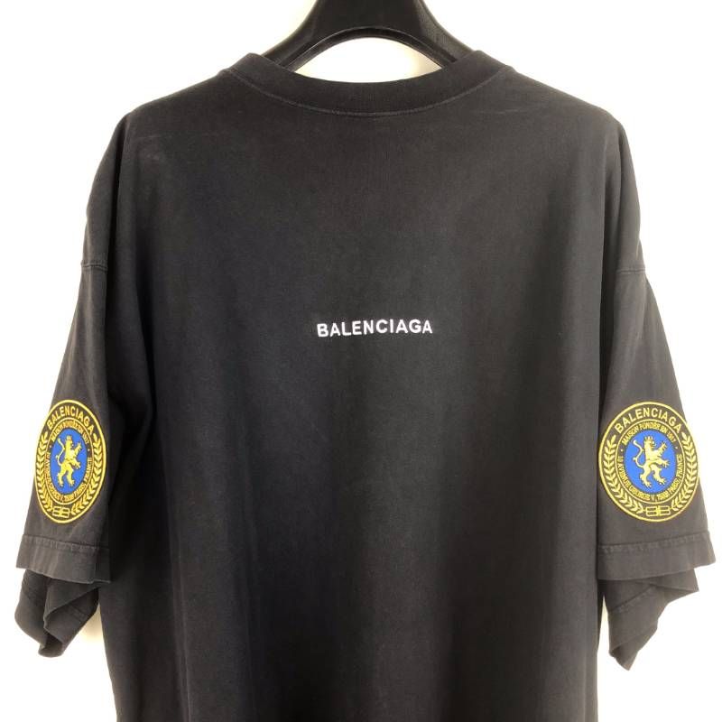 BALENCIAGA バレンシアガ／2025 SS Uniform Merch Tシャツ エンブレム／L／コットン／ブラック