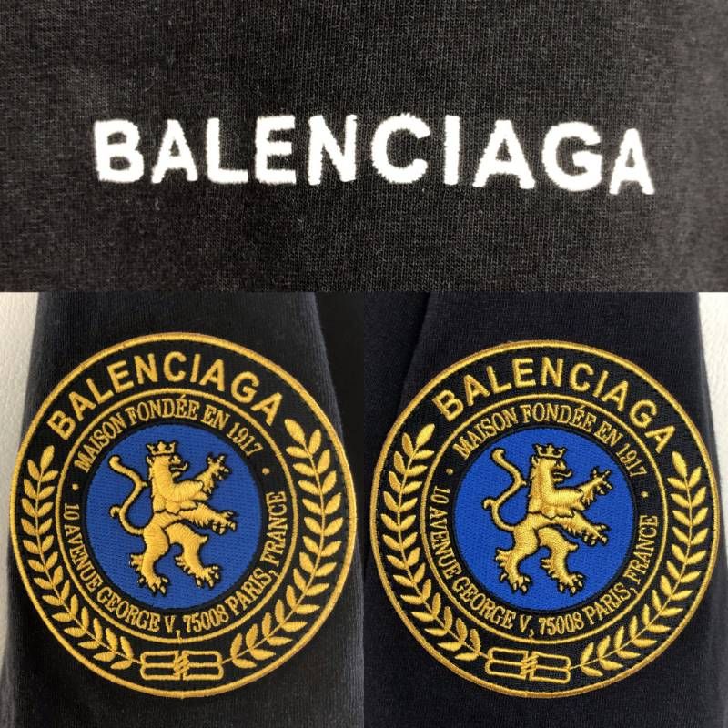 BALENCIAGA バレンシアガ／2025 SS Uniform Merch Tシャツ エンブレム／L／コットン／ブラック