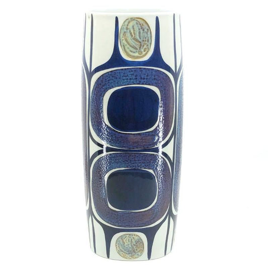 【美品】Royal Copenhagen ロイヤルコペンハーゲン／カリ・クリステンセンデザイン テネラ フラワーベース 花瓶／陶器／ホワイト・ブルー
