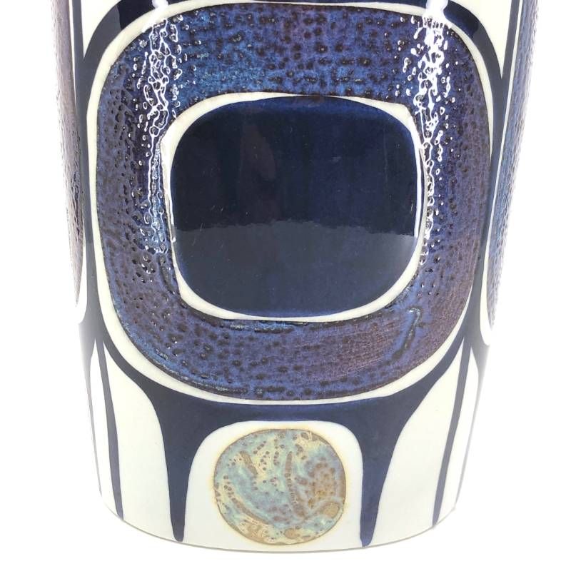 【美品】Royal Copenhagen ロイヤルコペンハーゲン／カリ・クリステンセンデザイン テネラ フラワーベース 花瓶／陶器／ホワイト・ブルー