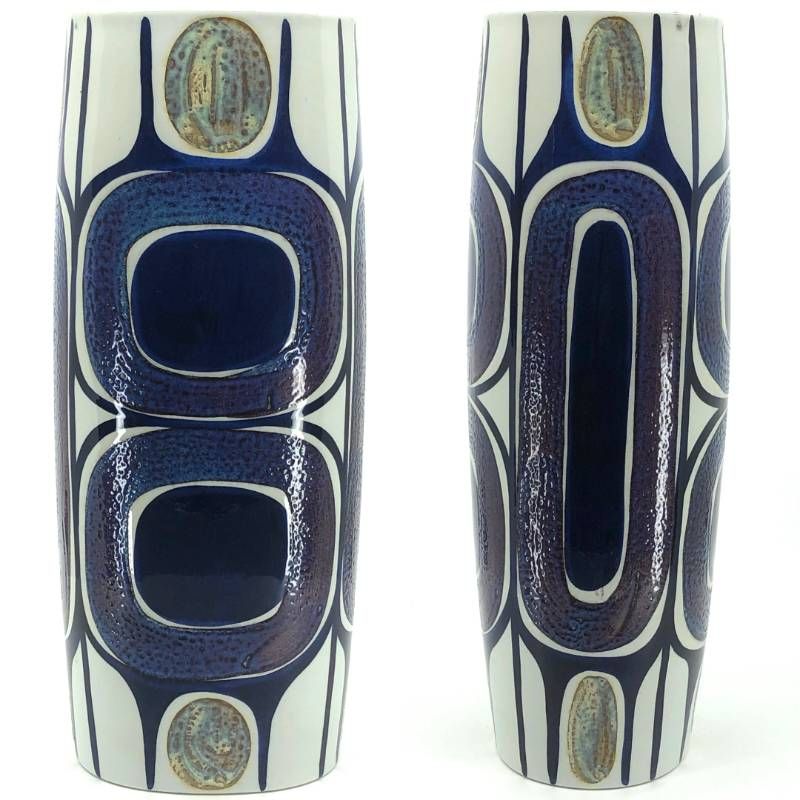 【美品】Royal Copenhagen ロイヤルコペンハーゲン／カリ・クリステンセンデザイン テネラ フラワーベース 花瓶／陶器／ホワイト・ブルー