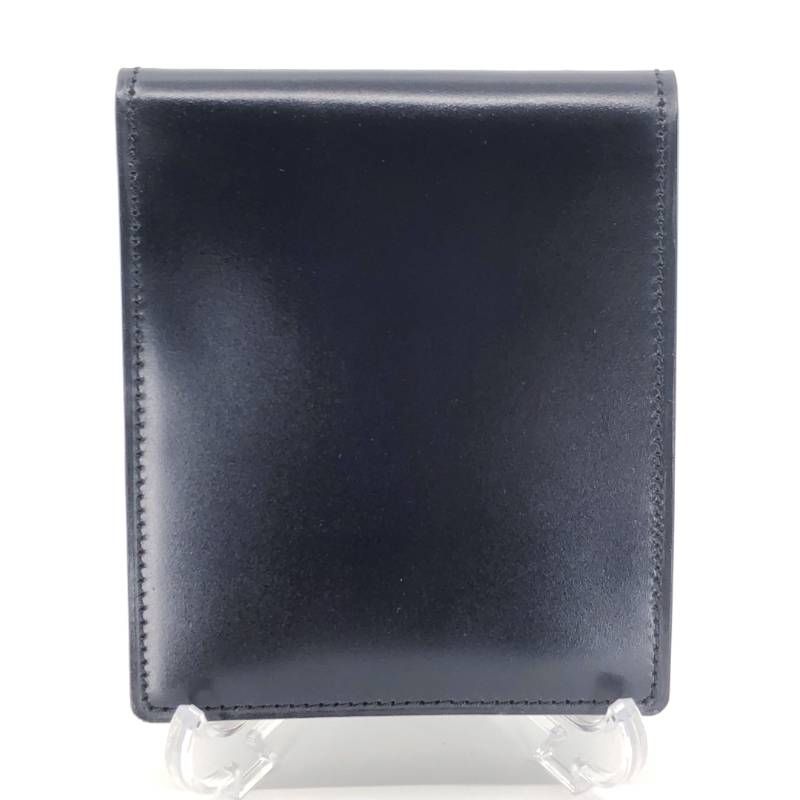 【美品】OIL SHELL CORDOVAN オイルシェルコードバン／コードバンレザー 二つ折り 財布 コンパクト ウォレット／レザー／ブラック・ブラウン