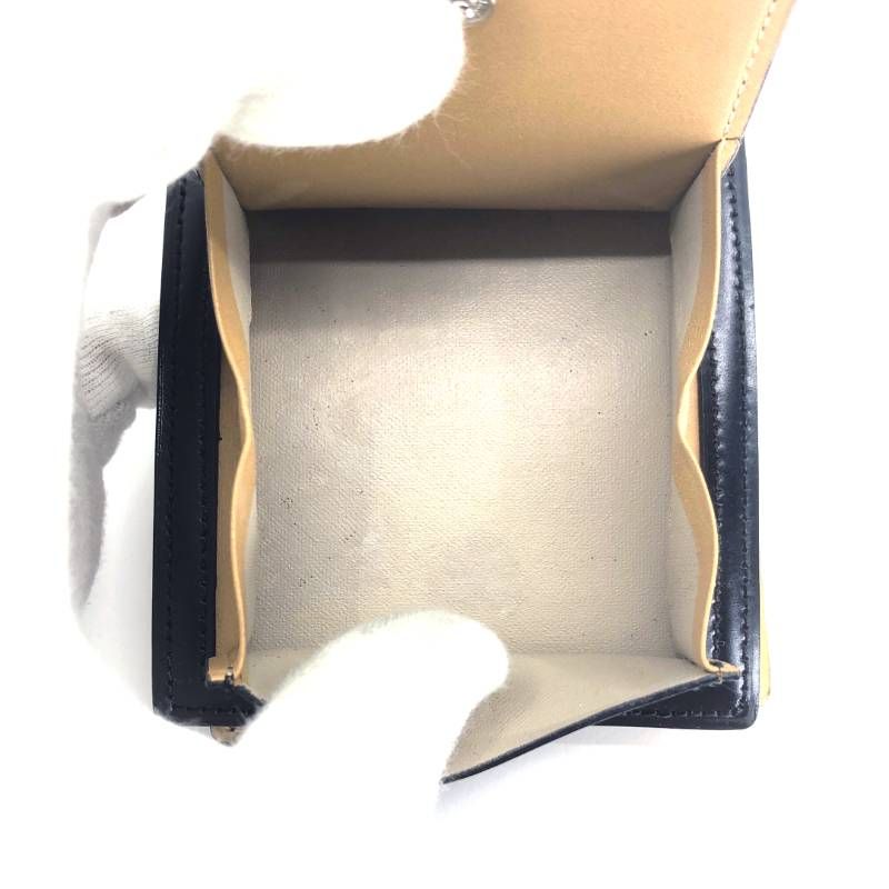 【美品】OIL SHELL CORDOVAN オイルシェルコードバン／コードバンレザー 二つ折り 財布 コンパクト ウォレット／レザー／ブラック・ブラウン