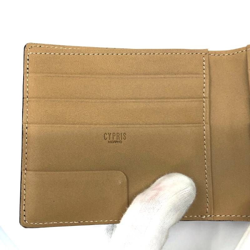 【美品】OIL SHELL CORDOVAN オイルシェルコードバン／コードバンレザー 二つ折り 財布 コンパクト ウォレット／レザー／ブラック・ブラウン