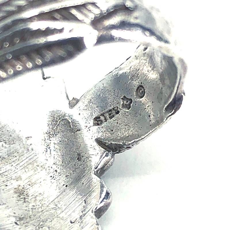 【美品】NAVAJO ナバホ族／インディアン ヘッドリング 指輪／SV925・ターコイズ／10号／シルバー・ターコイズブルー