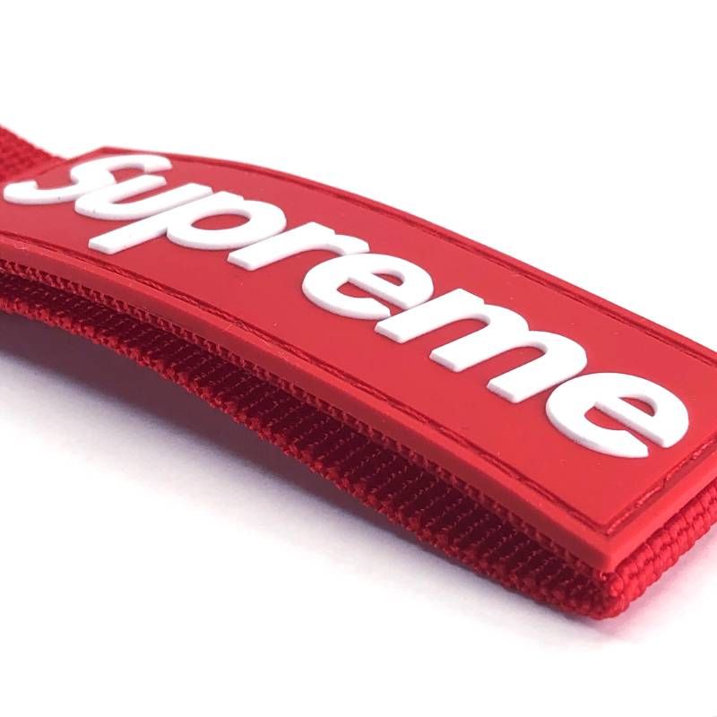 【未使用】SUPREME シュプリーム／23SS ウェビング キーチェーン／ラバーパッチ ボックスロゴ／レッド・シルバー