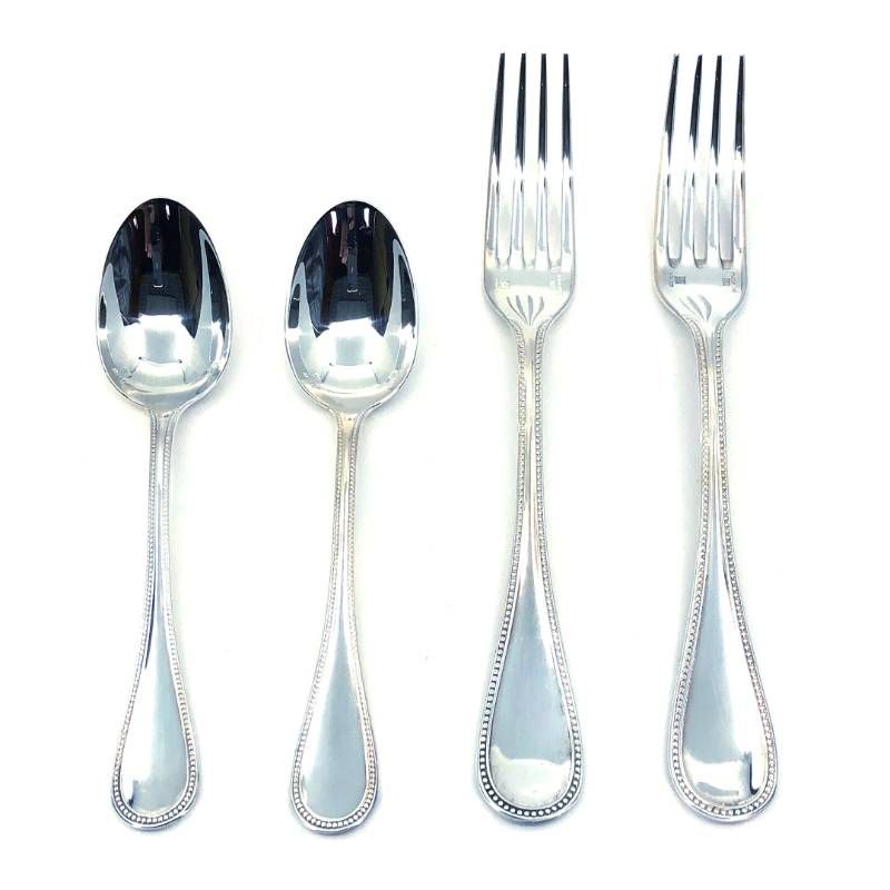 【美品】Christofle クリストフル／フォーク・スプーン パール シルバーコーティング 各2本セット／クリストフルシルバー／シルバー／0316