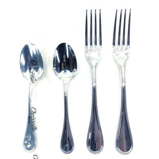 【美品】Christofle クリストフル／フォーク・スプーン パール シルバーコーティング 各2本セット／クリストフルシルバー／シルバー／0317