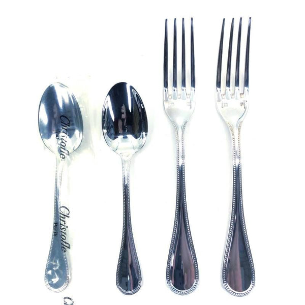 【美品】Christofle クリストフル／フォーク・スプーン パール シルバーコーティング 各2本セット／クリストフルシルバー／シルバー／0317