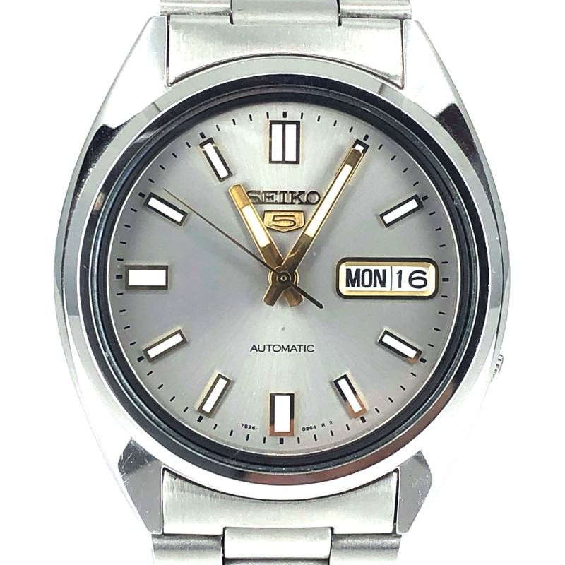 【美品】SEIKO セイコー／セイコー5 7S26-3040／自動巻き／ステンレス／シルバー・グレー・ゴールド