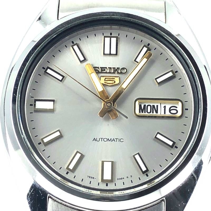 【美品】SEIKO セイコー／セイコー5 7S26-3040／自動巻き／ステンレス／シルバー・グレー・ゴールド