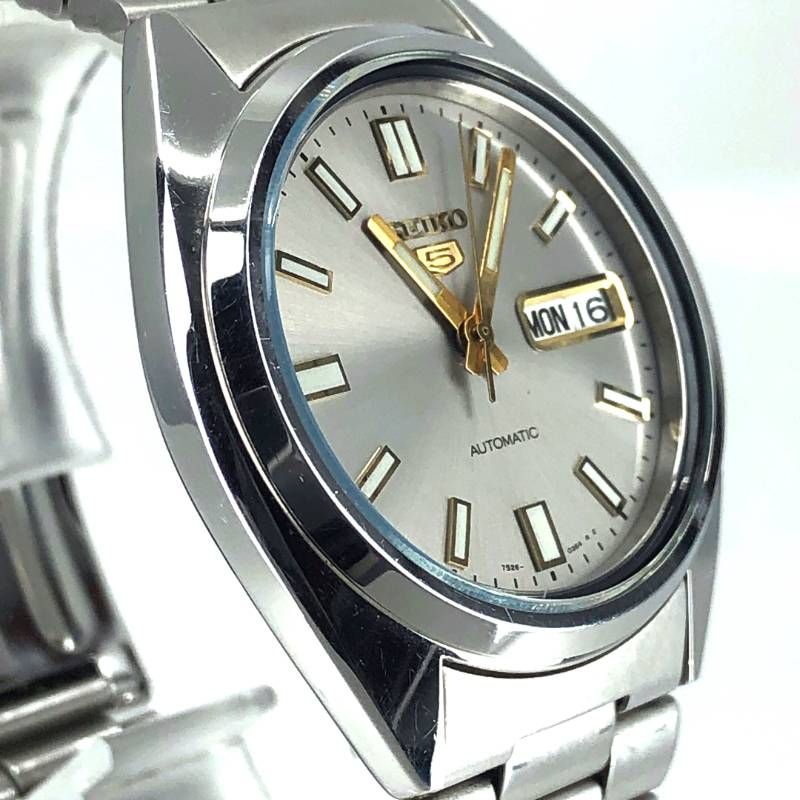 【美品】SEIKO セイコー／セイコー5 7S26-3040／自動巻き／ステンレス／シルバー・グレー・ゴールド