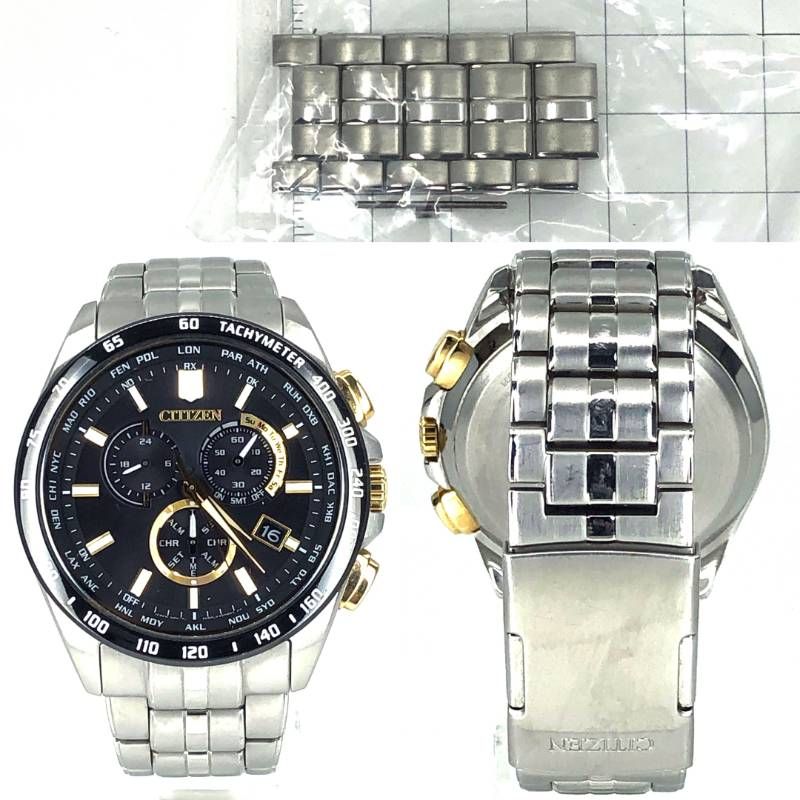 【美品・コマ付き】CITIZEN シチズン／シチズン コレクション エコドライブ E660-A18SR05／ソーラークォーツ／ステンレス／シルバー・ブラック・ゴールド