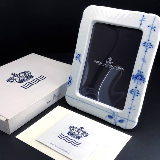 【美品・箱付】Royal Copenhagen ロイヤルコペンハーゲン／ブルーパルメッテ フォトフレーム 写真立て／陶器／ホワイト・ブルー