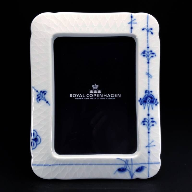 【美品・箱付】Royal Copenhagen ロイヤルコペンハーゲン／ブルーパルメッテ フォトフレーム 写真立て／陶器／ホワイト・ブルー