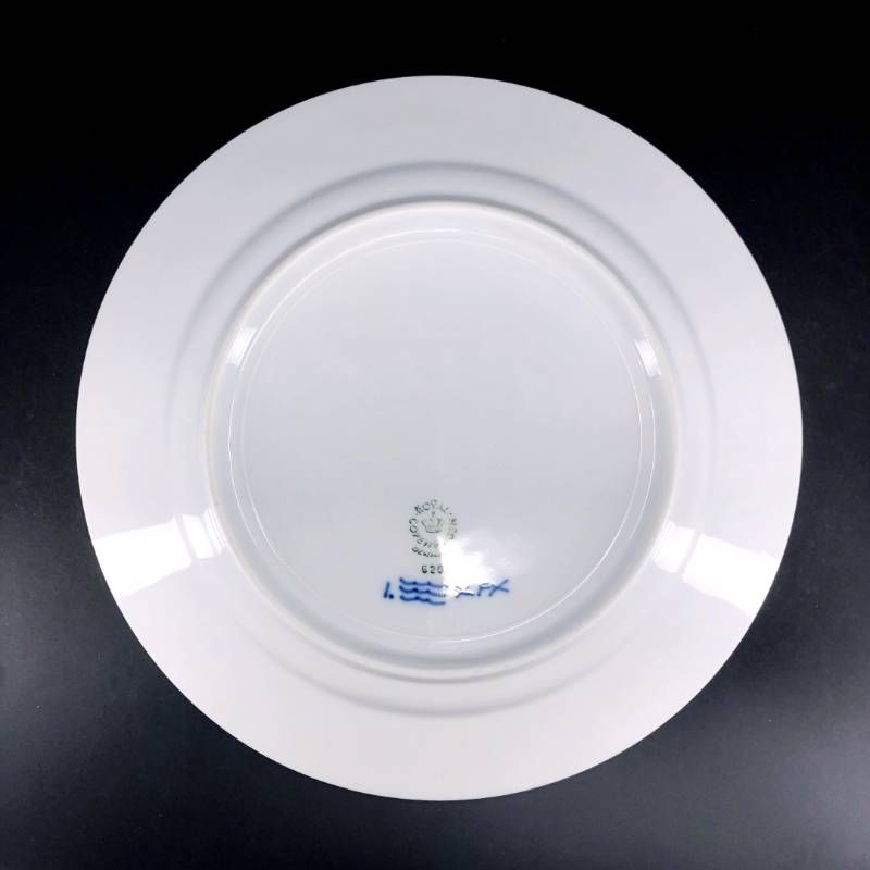 【美品】Royal Copenhagen ロイヤルコペンハーゲン／ブルーフルーテッド プレイン ペア プレート 皿 2枚 セット／19.5cm／陶器／ホワイト・ブルー／M03049