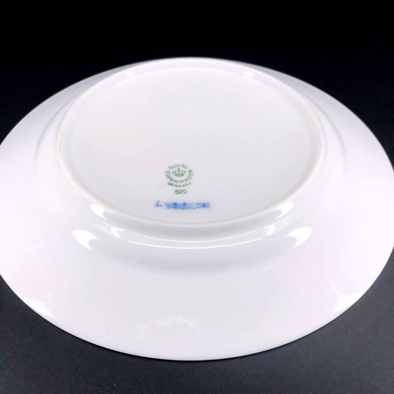 【美品】Royal Copenhagen ロイヤルコペンハーゲン／ブルーフルーテッド プレイン ペア プレート 皿 2枚 セット／19.5cm／陶器／ホワイト・ブルー／M03050
