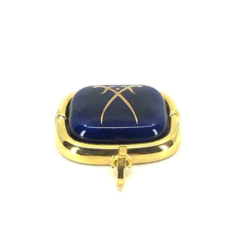 【美品】MEISSEN マイセン／双剣 ネックレス ペンダントトップ／GP・陶器／ゴールド・ネイビー・ホワイト