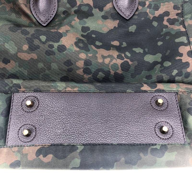 【美品】BURBERRY バーバリー／迷彩 カモフラージュ 2way トートバッグ／プローサム レザー・キャンバス／カモフラ・グリーン・ブラック