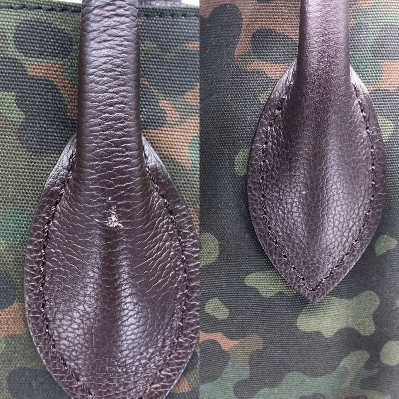 【美品】BURBERRY バーバリー／迷彩 カモフラージュ 2way トートバッグ／プローサム レザー・キャンバス／カモフラ・グリーン・ブラック