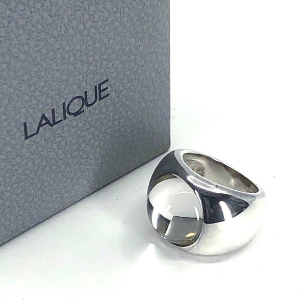 【美品・箱付き】Lalique ラリック／クリアボール リング／10号／グラス／クリア