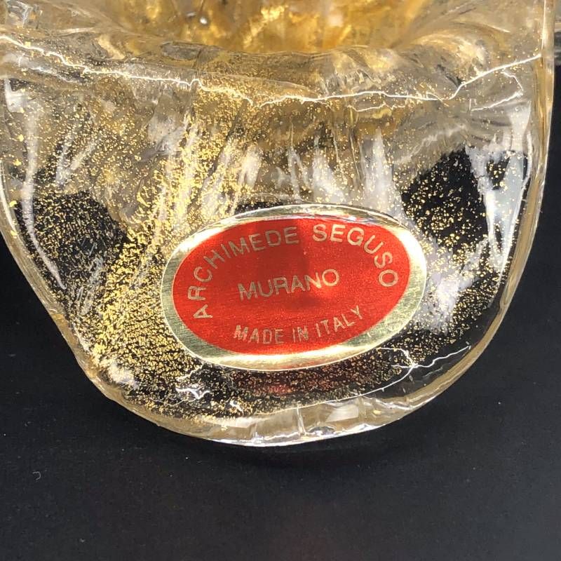 【美品】MURANO ムラーノ／ローズ バラ キャンドルホルダー 置物／グラス／クリア・ゴールド