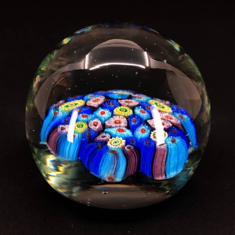 【美品・箱付き】PERTHSHIRE パースシャー／ミルフィオリ ペーパーウェイト 置物／グラス／クリア・ブルー