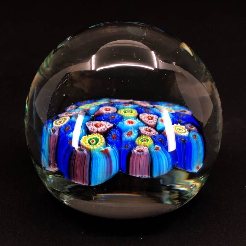【美品・箱付き】PERTHSHIRE パースシャー／ミルフィオリ ペーパーウェイト 置物／グラス／クリア・ブルー