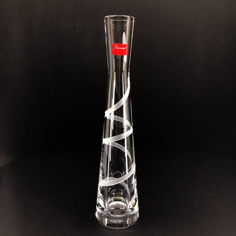 【美品】Baccarat バカラ／スパイラル 一輪挿し 花瓶 フラワーベース／23cm／クリスタルグラス／クリア／BC598