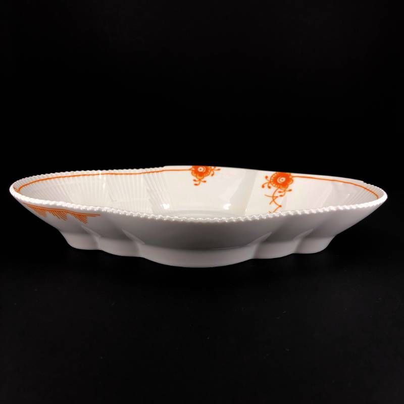 【美品】Royal Copenhagen ロイヤルコペンハーゲン／カラーエレメンツ オレンジ オーバルディッシュ／23cm／陶器／ホワイト・オレンジ