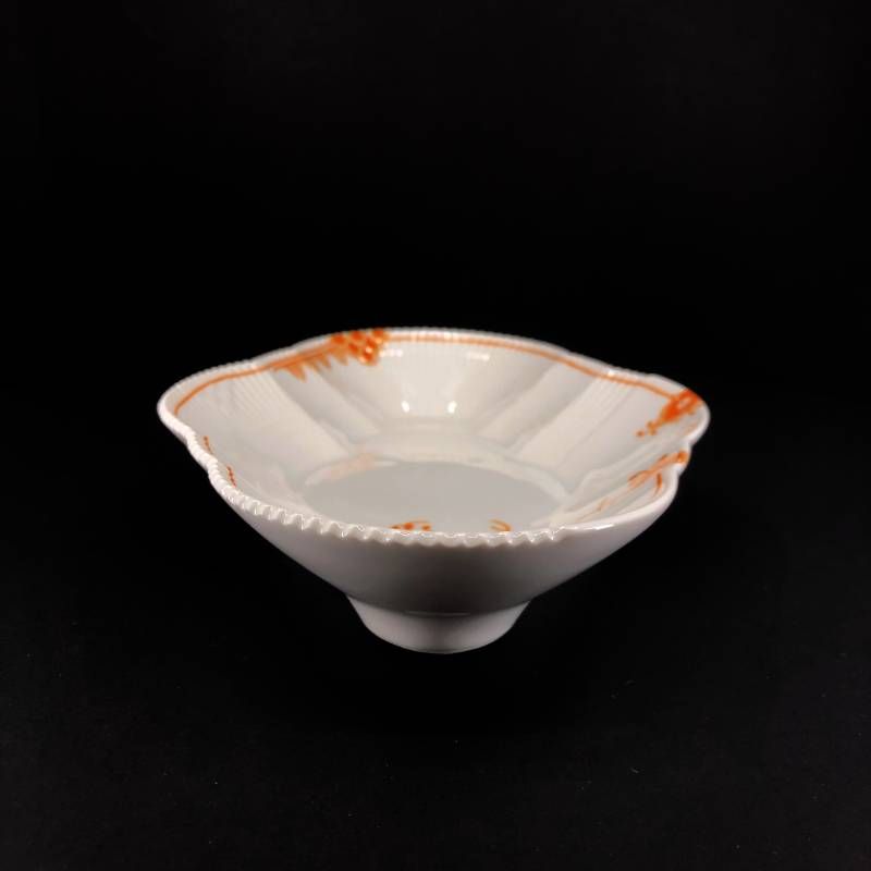 【美品】Royal Copenhagen ロイヤルコペンハーゲン／カラーエレメンツ オレンジ オーバルディッシュ／23cm／陶器／ホワイト・オレンジ