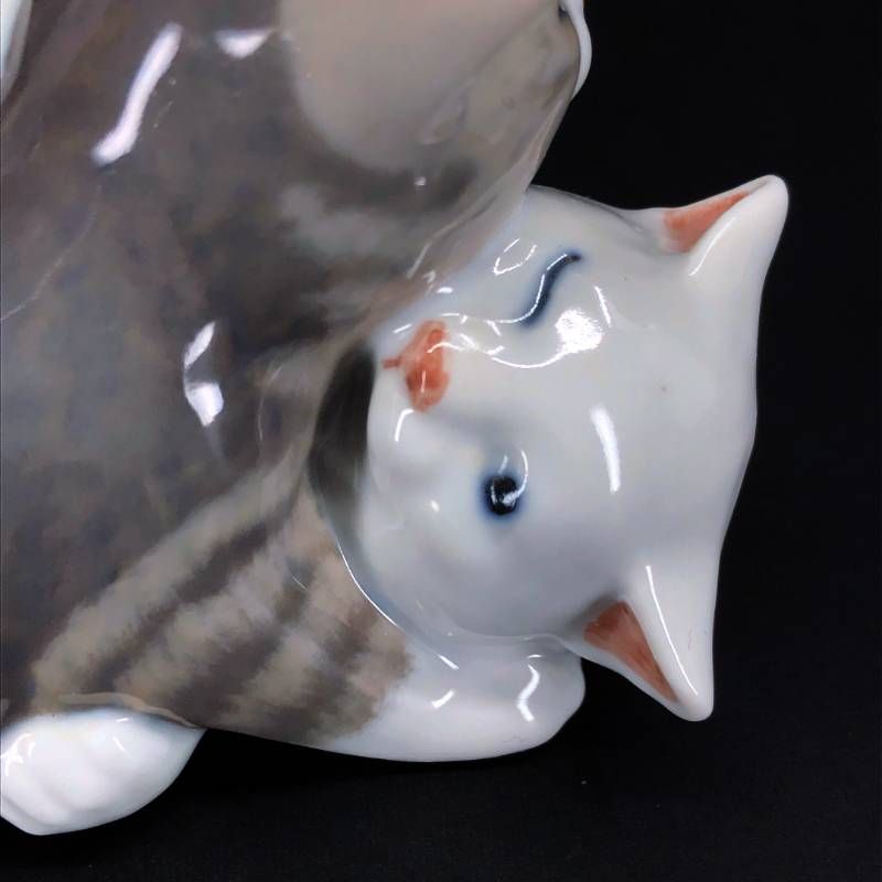 【美品・箱付き】Royal Copenhagen ロイヤルコペンハーゲン／2匹の猫 フィギュリン／陶器／マルチカラー