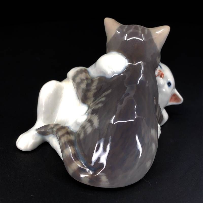 【美品・箱付き】Royal Copenhagen ロイヤルコペンハーゲン／2匹の猫 フィギュリン／陶器／マルチカラー