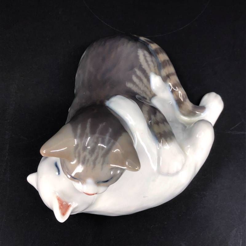 【美品・箱付き】Royal Copenhagen ロイヤルコペンハーゲン／2匹の猫 フィギュリン／陶器／マルチカラー