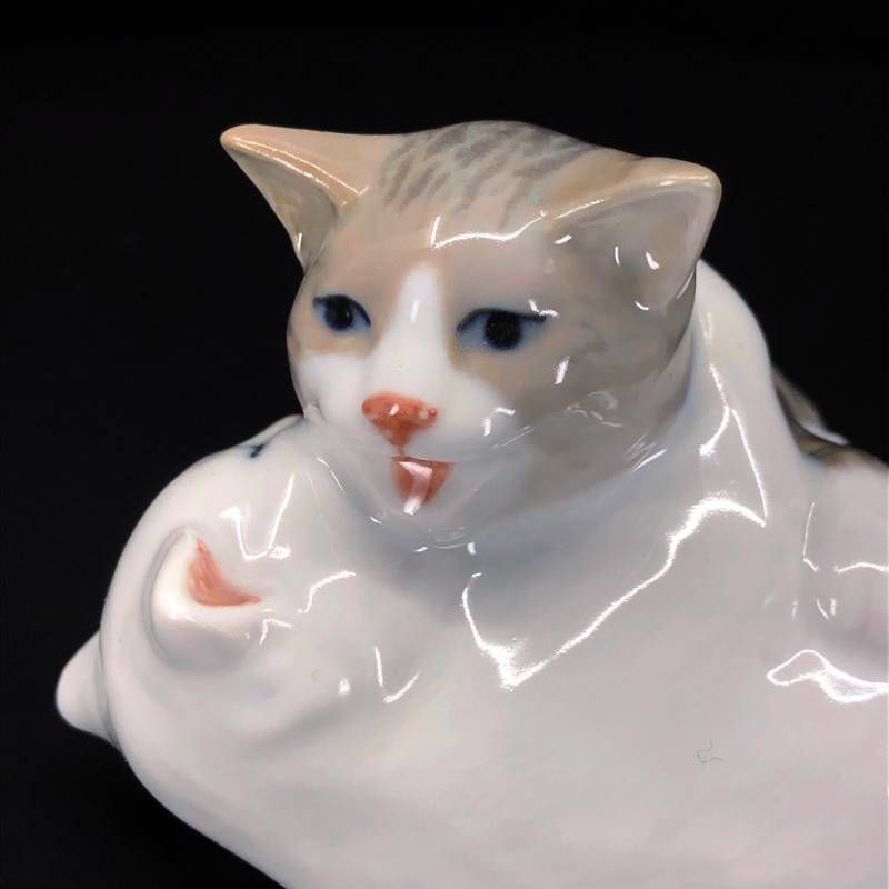 【美品・箱付き】Royal Copenhagen ロイヤルコペンハーゲン／2匹の猫 フィギュリン／陶器／マルチカラー