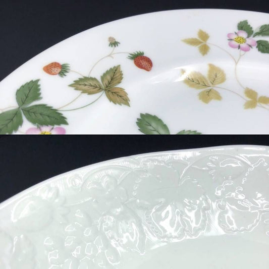 【美品・箱付き】WEDGWOOD ウェッジウッド／ワイルドストロベリー アフターヌーン 2段 ケーキスタンド・ストロベリー＆バイン オーバル ボウル セット／陶器／ホワイト