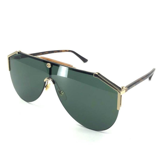 【美品】GUCCI グッチ／メンズ サングラス GG0584S 002 140／レザー・アセテート／ゴールド・グリーン・ハバナ