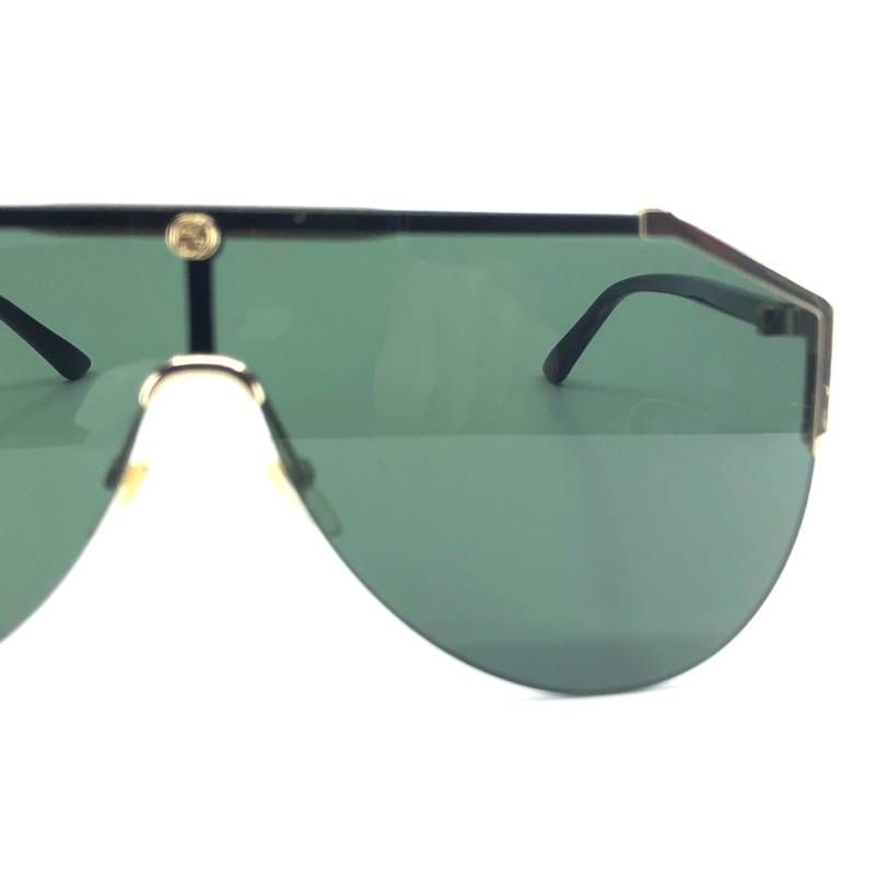 【美品】GUCCI グッチ／メンズ サングラス GG0584S 002 140／レザー・アセテート／ゴールド・グリーン・ハバナ