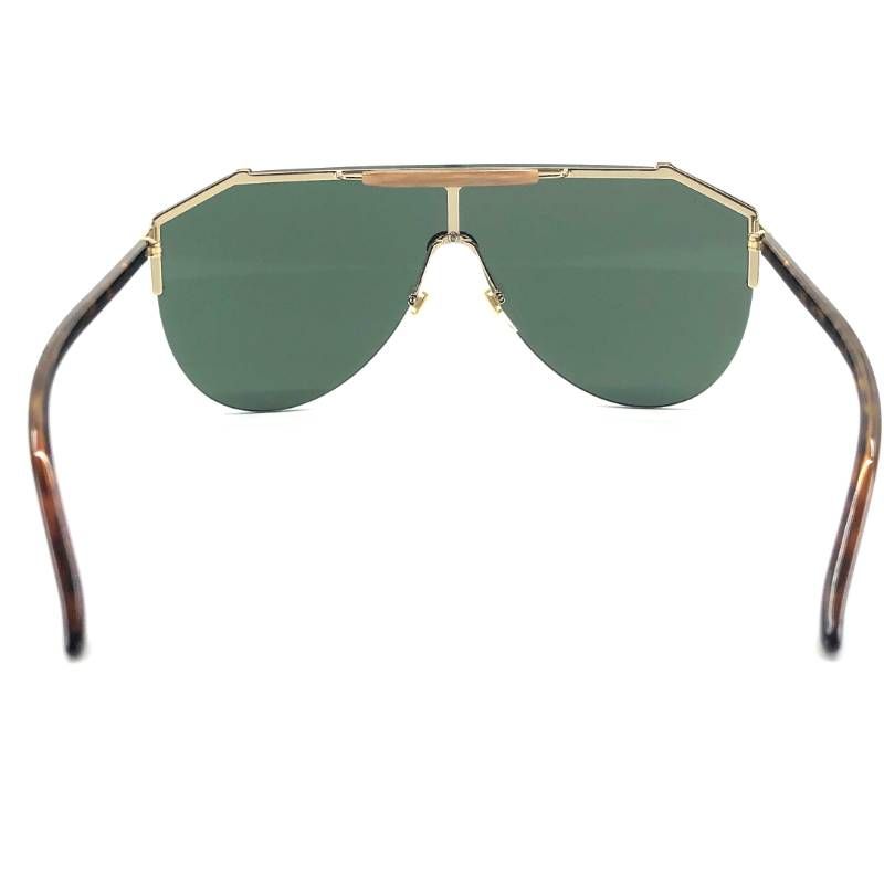 【美品】GUCCI グッチ／メンズ サングラス GG0584S 002 140／レザー・アセテート／ゴールド・グリーン・ハバナ
