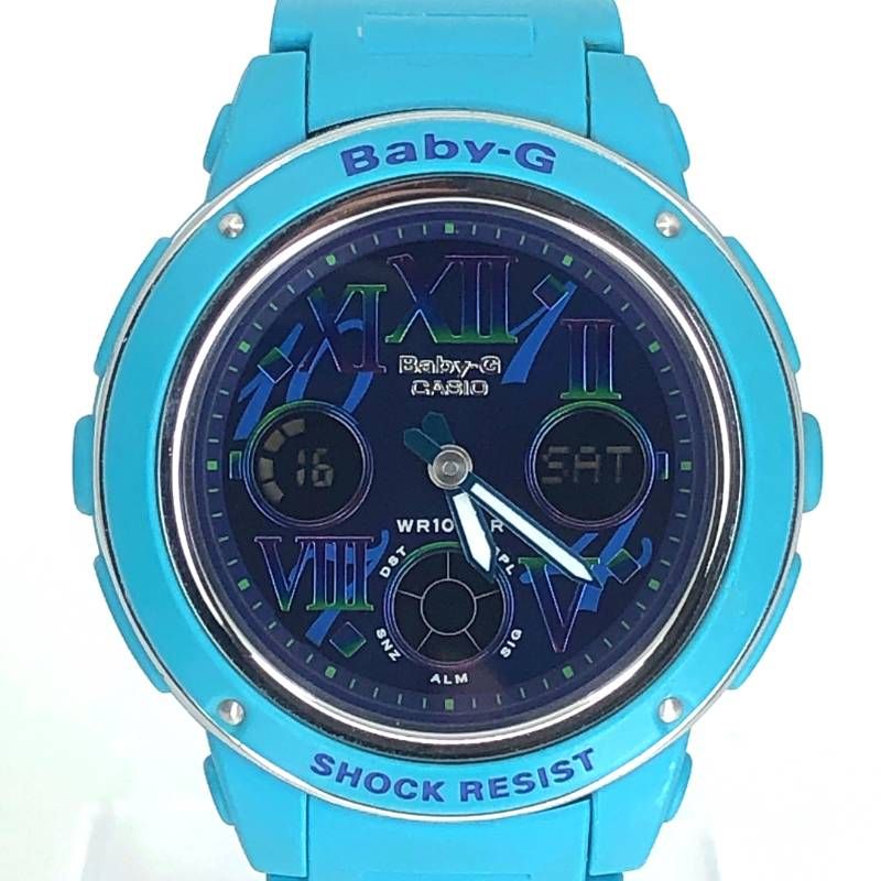 【美品】CASIO カシオ／Baby-G BGA-150GR／クォーツ／樹脂／ブルー