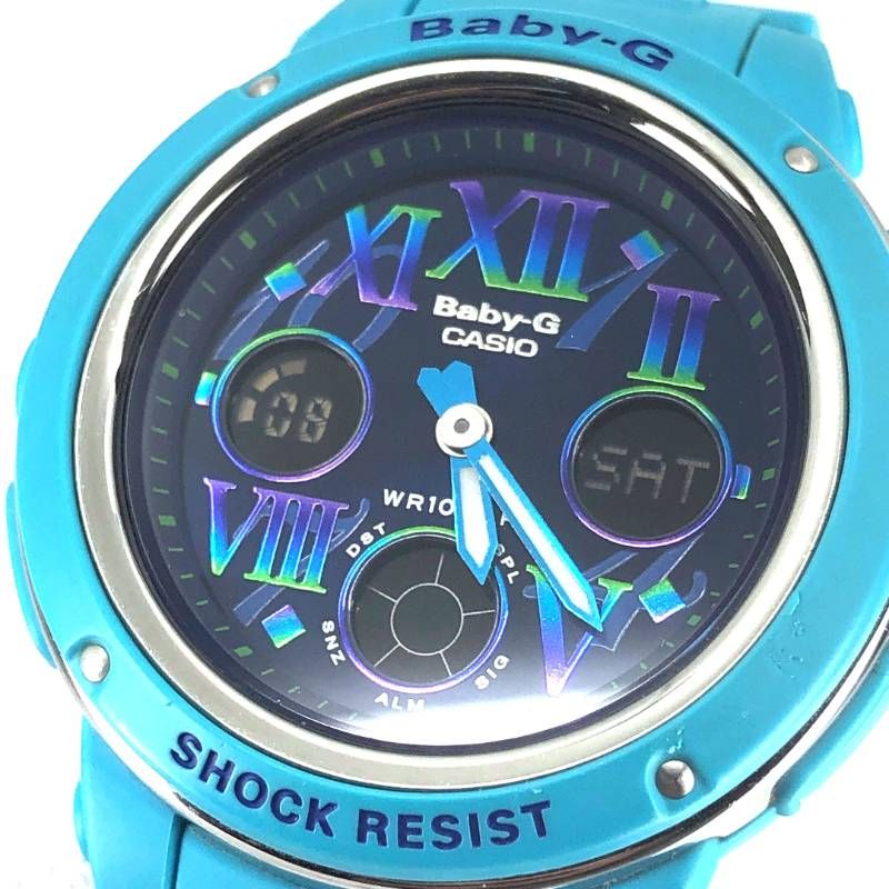 【美品】CASIO カシオ／Baby-G BGA-150GR／クォーツ／樹脂／ブルー